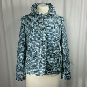 Talbots Petites Sz 4p Tweed Jacket Blue